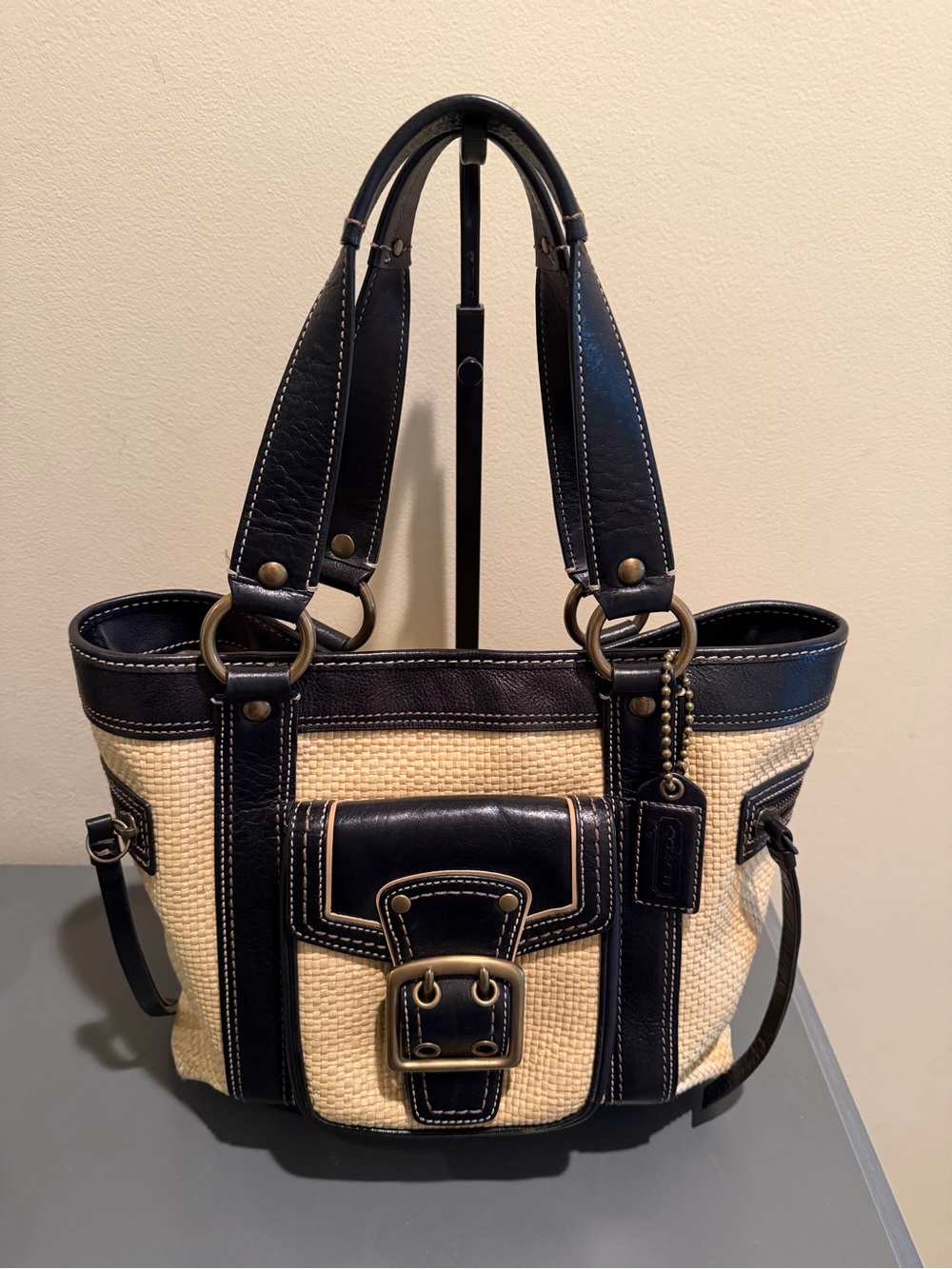 Coach Vintage / Y2K Coach Legacy Straw and Leather Tote style M05K-133 (2005)